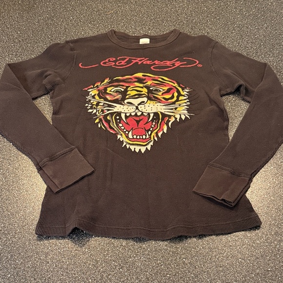 Ed Hardy Tops - Ed Hardy Black Long Sleeve Tee with Tiger Design - size Medium